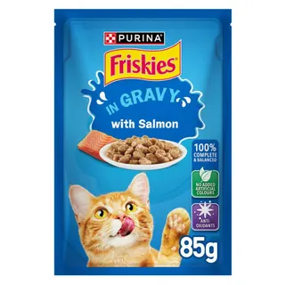 Purina Friskies Salmon Chunks In Gravy Wet Cat Food Pouch, 85g