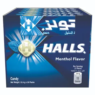 Halls Hard Candies Menthol Flavor, 20x22.4g