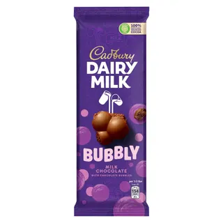 Cadbury Dairy Milk Bubbly Milk Chocolate with Chocolate Bubbles, 87g