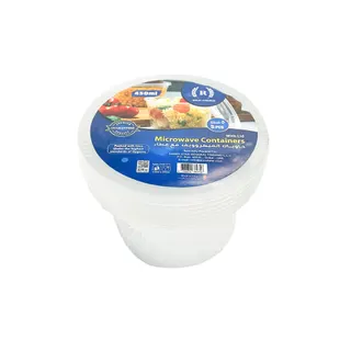 Rich Choice Microwave Container Round, 450ml, 5 Pieces