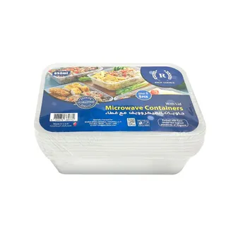 Rich Choice Microwave Container Rectagular, 650ml, 5 Pieces