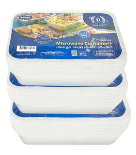 Rich Choice Clear Rectangular 500ml Microwave Plastic Containers with Lids, 15 Pieces