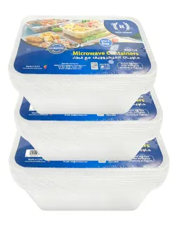 Rich Choice Clear Rectangular 500ml, 750ml & 1L Microwave Plastic Containers with Lids, 1 unit