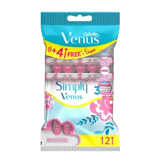 Gillette Venus Simply Venus Women’s Disposable Razor, 8+4 Pieces