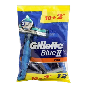 Gillette Blue II Plus Easy Grip Razors with Chromium Coating, 12 Pieces