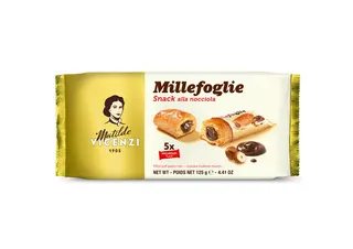 Vicenzi Millefoglie Hazelnut Cream Filled Puff Pastry Rolls, 125g