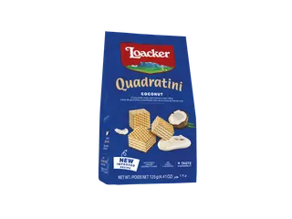 Loacker Quadratini Wafer Cubes Filled with Coconut Cream, 125g