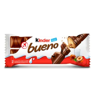 Kinder Bueno Milk Chocolate Bar in Wafer with Hazelnut Cream, 43g