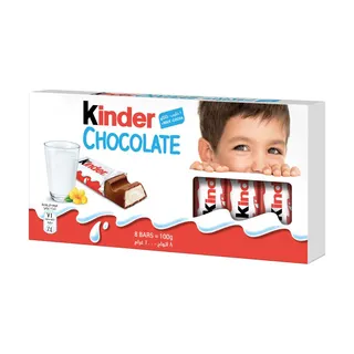 Kinder Chocolate Milk Chocolate Bars With Milky Filling (8 Bars), 100g