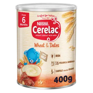 Nestle Cerelac Infant Cereal with Iron+ Wheat & Dates From 6 Months, 400g