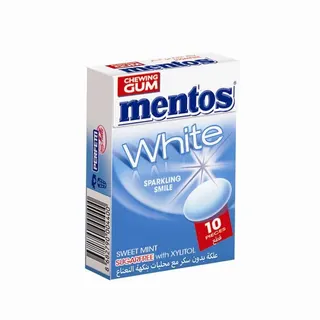 Mentos Sweetmint Chewing Gum Sugarfree White Fliptop Box, 10 Pieces