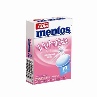 Mentos Tutti Frutti Chewing Gum Sugarfree White Fliptop Box, 10 Pieces