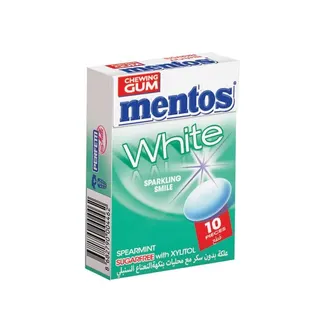 Mentos Spearmint Chewing Gum Sugarfree White Fliptop Box, 10 Pieces