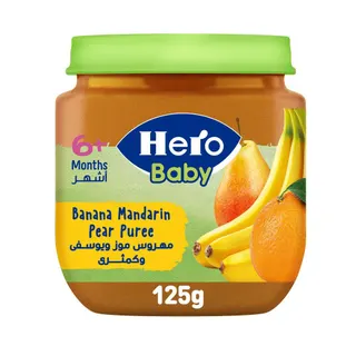 Hero Baby Banana Mandarin Pear Puree, 6+ Months, 125g