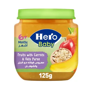 Hero Baby Fruits with Carrots & Oats Puree, 6+ Months, 125g