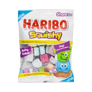 Haribo Squishy Cubes Milk, Fruit & Cola Flavors Jelly Candy, 80g