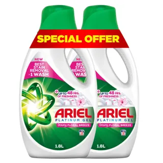 Ariel Laundry Detergent Floral Breeze Laundry Liquid Detergent, 2x1.8L