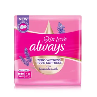Always Skin Love Large Maxi Thick Pads with Wings, 10 Pieces