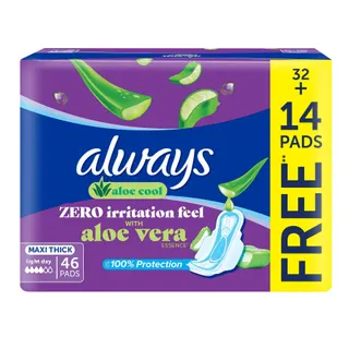 Always Maxi Thick Sanitary Pads with pads Light Days, 46  Pads