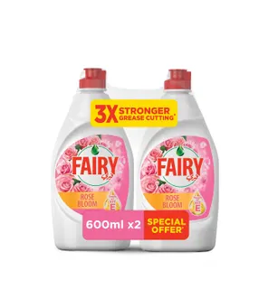 Fairy Rose Bloom Dishwashing Liquid, 2x600ml