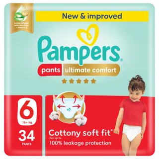 Pampers Premium Care Pants Diapers, Size 6, 16+kg, 34 Pieces