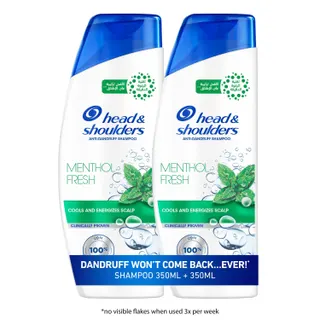 Head & Shoulders Menthol Fresh Anti-Dandruff Shampoo, 2x350ml