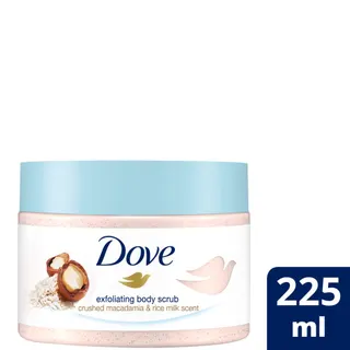 Dove Crushed Macadamia and Rice Milk Exfoliating Body Scrub, 225ml