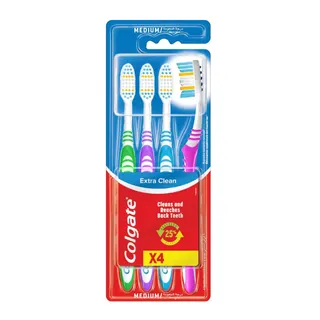 Colgate Extra Clean Medium Toothbrush Value Pack, 4 Pieces