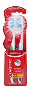 Colgate 360 Degree Optic White Green & Blue Soft Toothbrushes, 2 Pieces