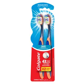 Colgate 360 Interdental Medium Toothbrush, 2 Pieces