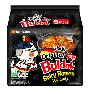 Samyang Buldak Original Spicy Chicken Flavor Ramen Stir Fried Noodles Pack, 5x140g