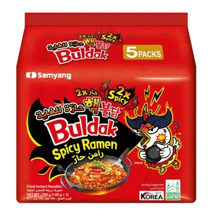 Samyang Buldak 2x Spicy Hot Chicken Flavor Ramen Stir Fried Noodles Pack, 5x140g