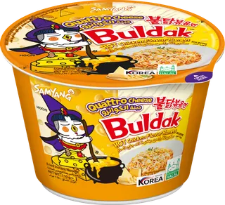 Samyang Buldak Quattro Cheese Hot Chicken Flavor Ramen Stir Fried Noodles Big Bowl, 110g