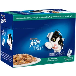 Purina Felix Adult Cat Food with Mackerel In Jelly, 12x85g