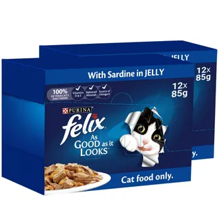 Purina Felix Adult Cat Food with Sardine In Jelly, 12x85g