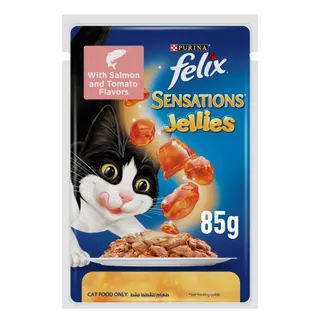 Purina Felix Sensations Jellies Salmon and Tomato Flavors, 85g