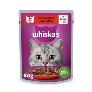 Whiskas Beef Liver in Gravy Wet Cat Food, 80g