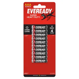 Eveready Super Heavy Duty AAA Carbon Zinc Batteries, 10 Pieces