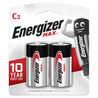 Energizer Max C2 Alkaline Batteries, 2 Pieces