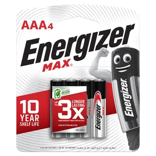 Energizer Max Alkaline AAA Batteries, 4 Pieces