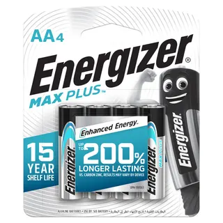 Energizer Max Plus Alkaline AA Batteries, 4 Pieces