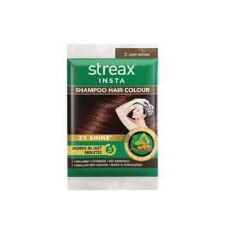 Streax Insta Dark Brown Hair Colour Shampoo Sachet, 25ml