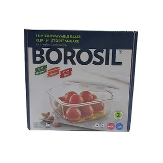 Borosil Klip N Store Square Glass Container, 1000ml