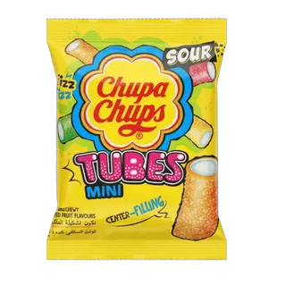 Chupa Chups Sour Mini Tubes Mixed Fruit Flavours Chewy Candy, 85.5g