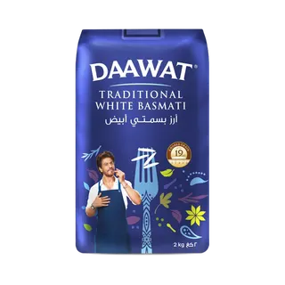 Daawat Traditional White Indian Basmati Rice, 2kg