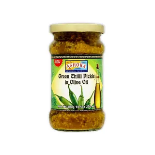 Ashoka Green Chilli Pickle In Virgin Olive Oil 300 G