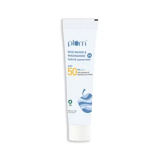 Plum Rice Water & Niacinamide 2% hybrid sunscreen SPF50 PA+++ 50gm