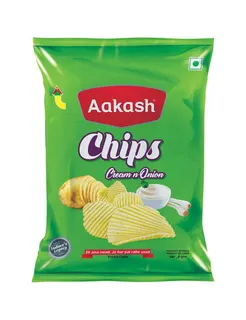 Aakash Cream & Onion Potato Chips - vegetarian 130 gr