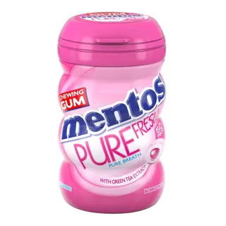 Mentos Pure Fresh Chewing Gum Bubblegum Flavor with Green Tea Extract, 50 Pieces