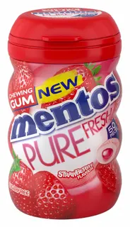 Mentos Pure Fresh Chewing Gum Strawberry Flavo, 50 Pieces